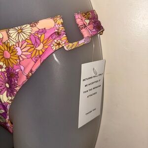 NWT Floral Thong Swim Bottoms